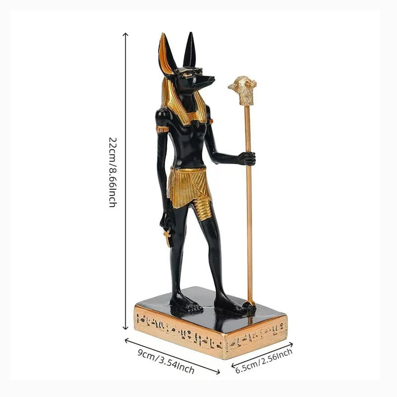 Statue Anubis Dieu Égyptien de la Mort Sculpture Momie Figurine en Résine Décoration Maison Bureau Cadeau pour Amateurs de Mythologie Cadeau Halloween