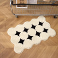 VIKAMA Tapis de sol court en peluche, style Ins, noir et blanc, simple, résistant à l'usure, pour porte d'entrée, tapis de pied, tapis de salle de bain