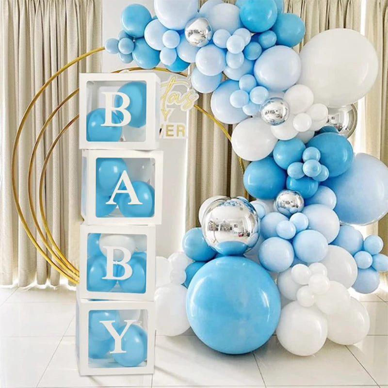 Boîtes de Ballons d'Anniversaire Pour Décorations de Fête 1er Anniversaire Joyeux Anniversaire Blocs de Ballons Décoration avec Lettre ONE Garçon Fille Décoration de Baby Shower