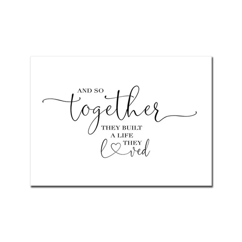 Happy Family Quote Wall Art Black White Poster Love Heart Print Nordic Canvas Painting Minimalist Picture Living Bedroom Decor