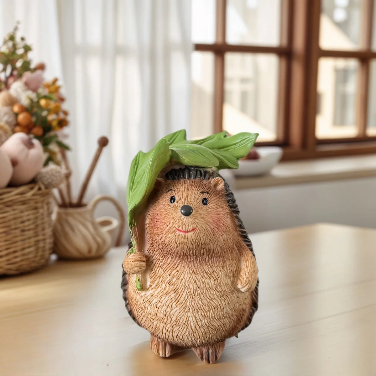 Charming Resin Hedgehog Figurine, Miniature Cartoon Sculpture for Indoor and Outdoor Decoration, Suitable for All Room Types, Ideal Christmas and Easter Garden Decoration.