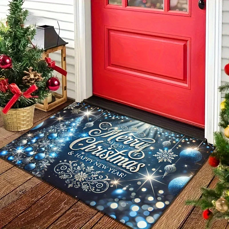 Alfombra de Navidad VIKAMA, felpudo suave, alfombra de árbol de Navidad romántica para sala de estar, alfombra para dormitorio, felpudo de bienvenida para exteriores
