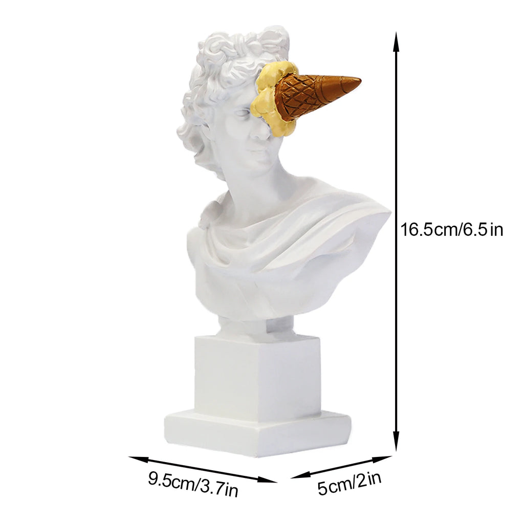 Escultura de Apolo, decoración de escritorio para el hogar, busto de resina con retrato, estatua griega de Apolo con helado creativo para sala de estar, mesa decorativa