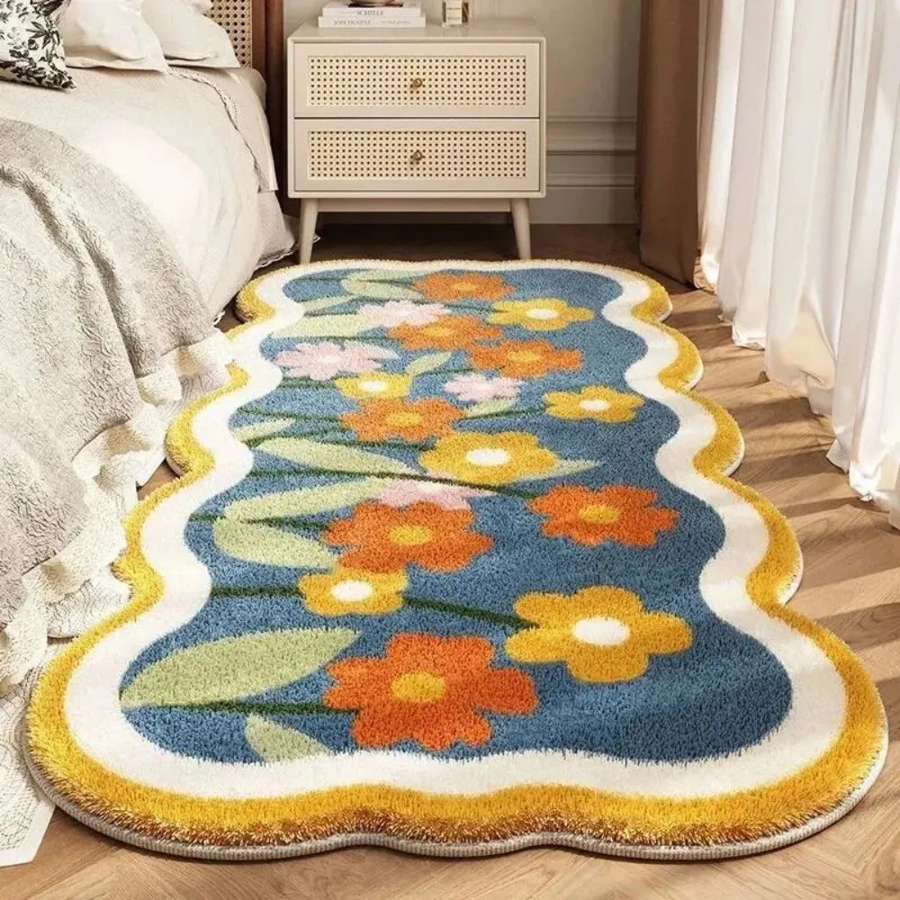 Tapis VIKAMA en fausse laine cachemire, épais, absorbant, résistant aux taches, antidérapant pour le chevet et la maison