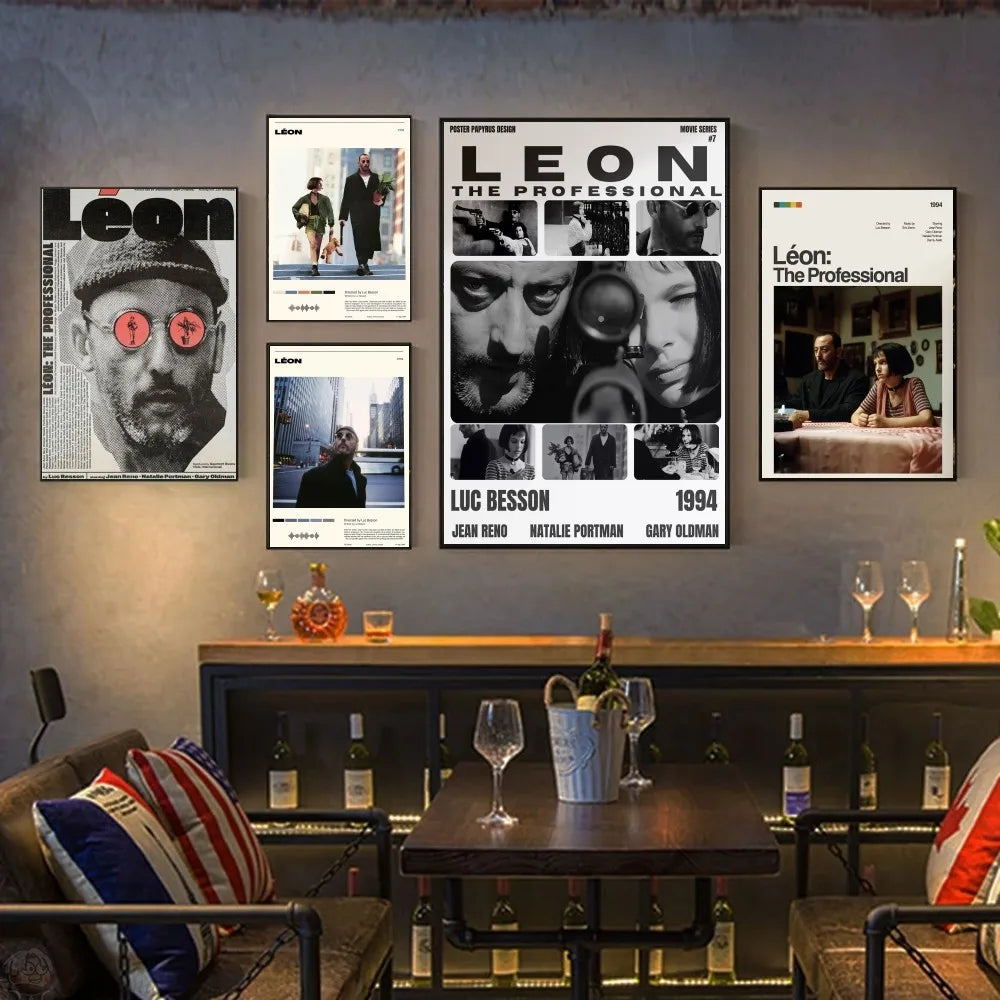 Póster Retro Vintage Minimalista de Película Leon Leon_ El Profesional Pósters HD Decoración Hogar Habitación Bar Cafetería Pintura Mural Artística