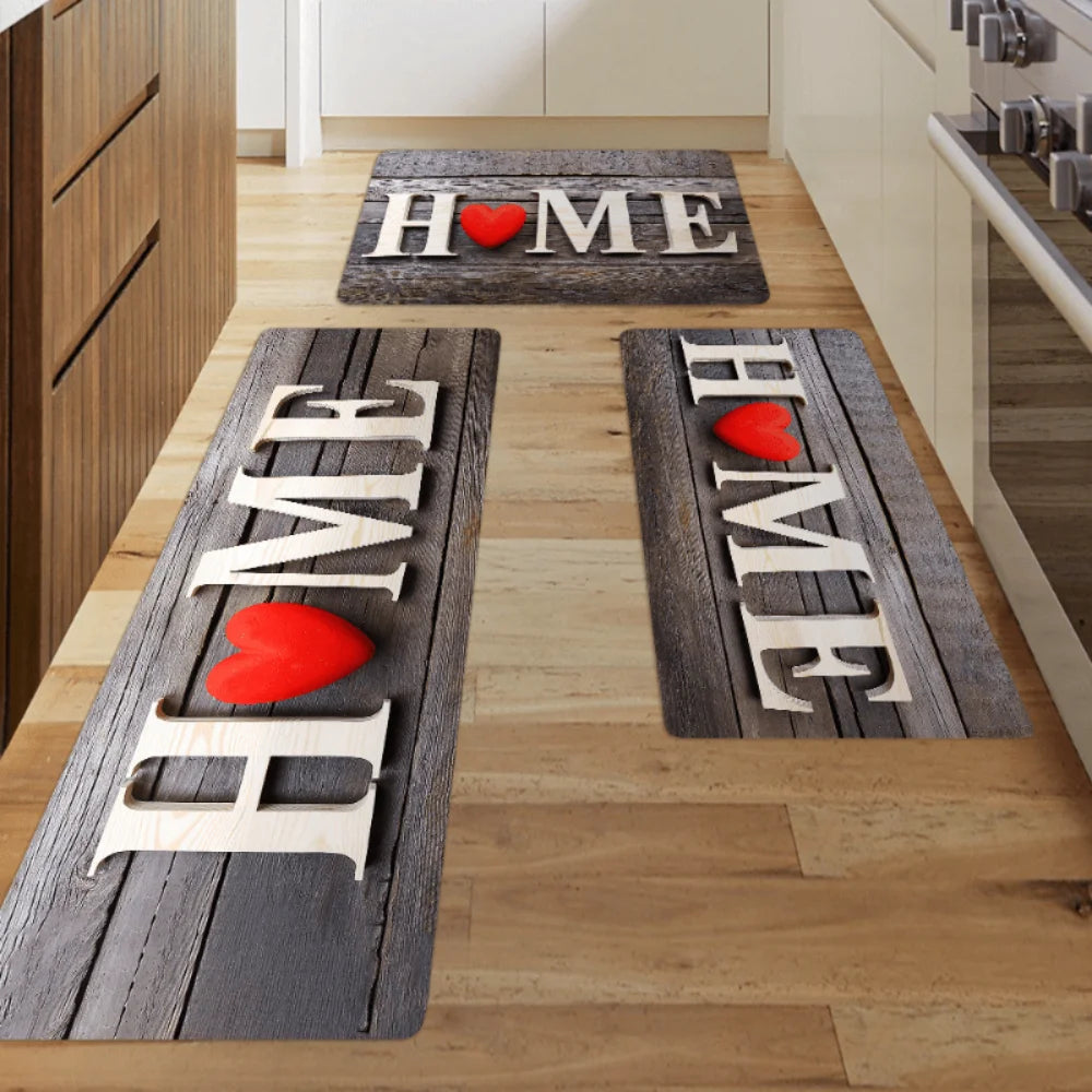VIKAMA Alfombra de suelo de 1/2 pieza con diseño de rosa rosa, antideslizante y absorbente de agua, para cocina, baño, entrada, decoración del hogar
