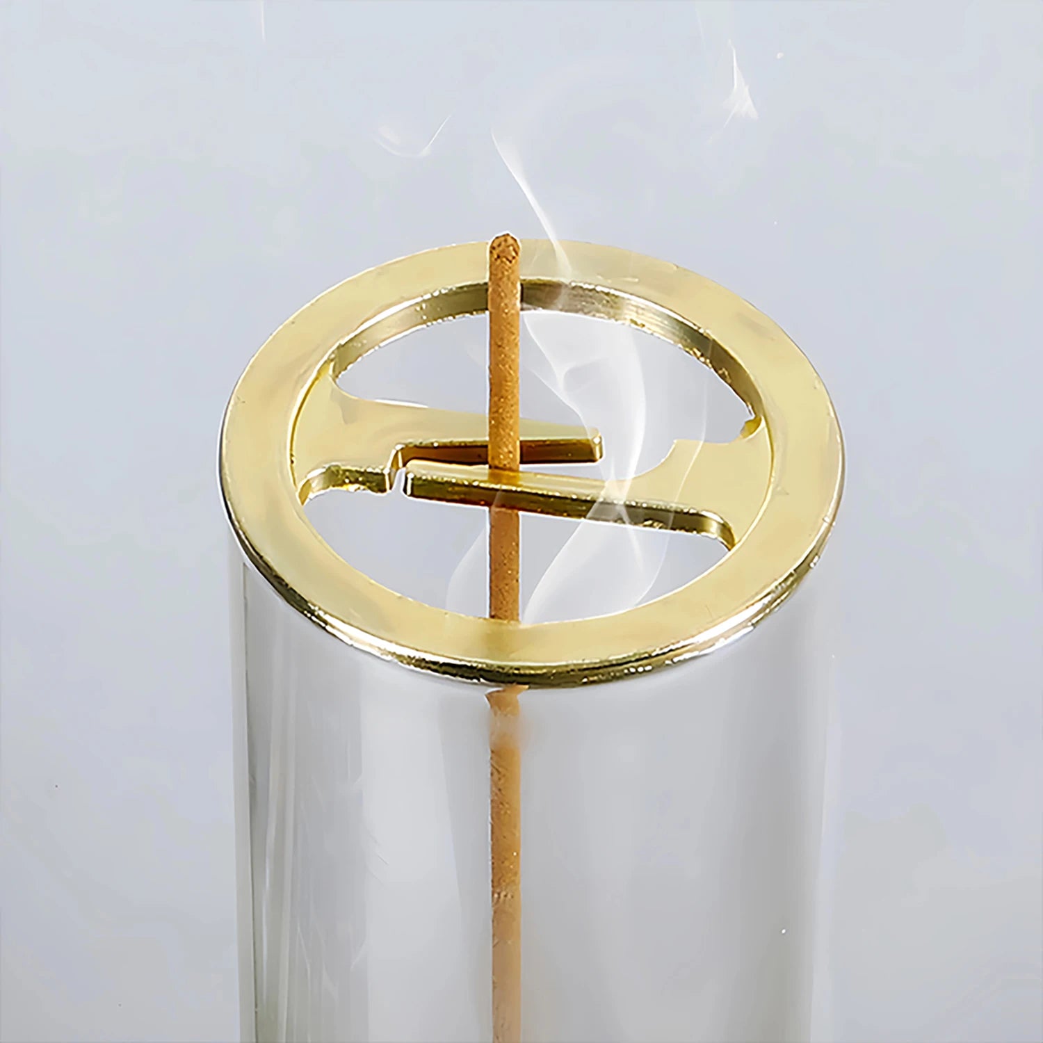 Porte-encens moderne en verre pour bâtonnets courts, brûleur d'encens anti-cendres volantes avec récupérateur de cendres pour le yoga et la méditation