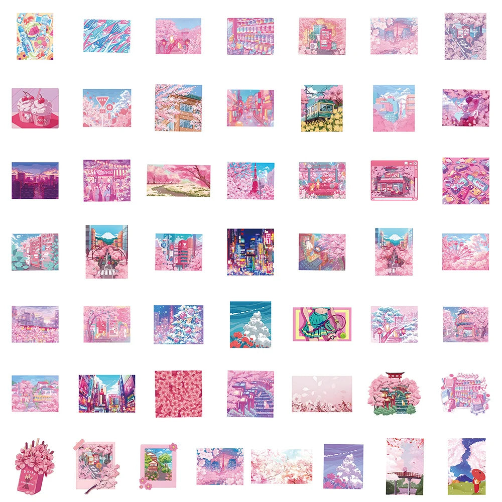10/30/50pcs Lindas pegatinas estéticas de dibujos animados de Sakura rosa DIY portátil nevera cuaderno maleta coche decoración pegatina juguetes para niños