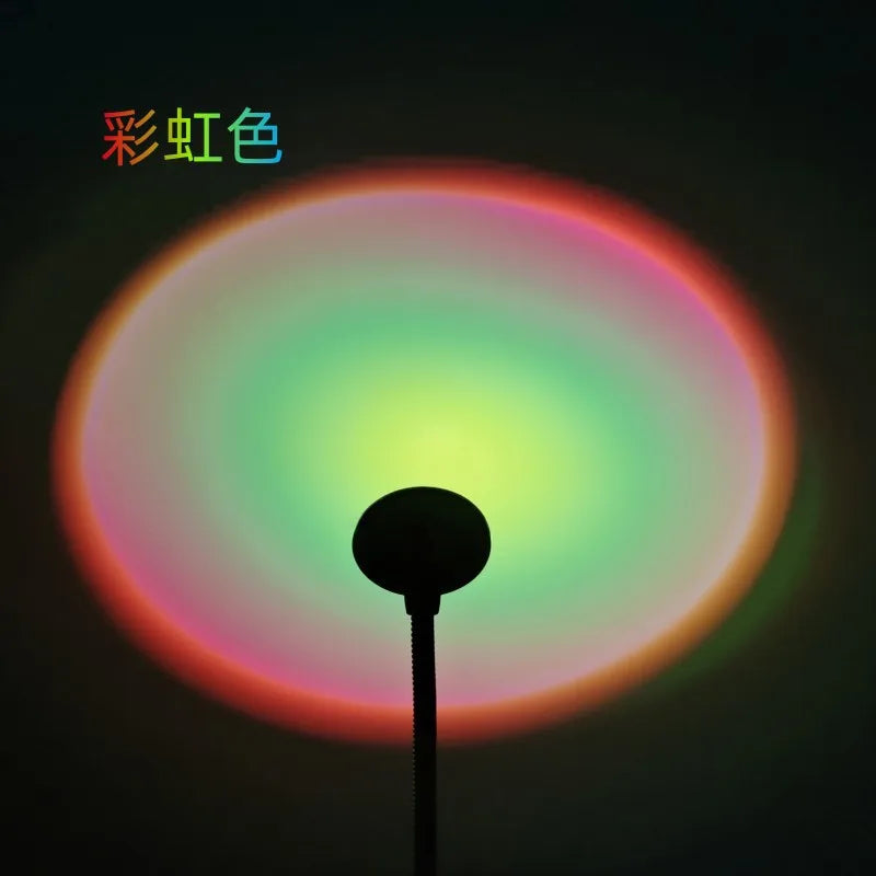 Lámpara de proyección USB de atardecer, luz nocturna de ambiente arcoíris, luz de atardecer para fotografía, selfis, decoración de pared, lámpara de mesa Tiktok