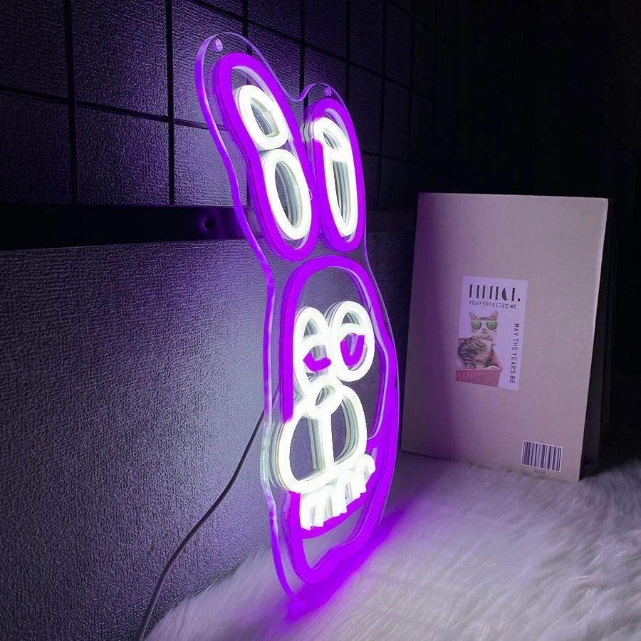 Enseigne néon Lapin Bonnie, utilisée pour la décoration murale, alimentation USB, chambre à coucher, salle de jeux, club, fête à thème, lampe murale enseigne pour caverne d'homme.