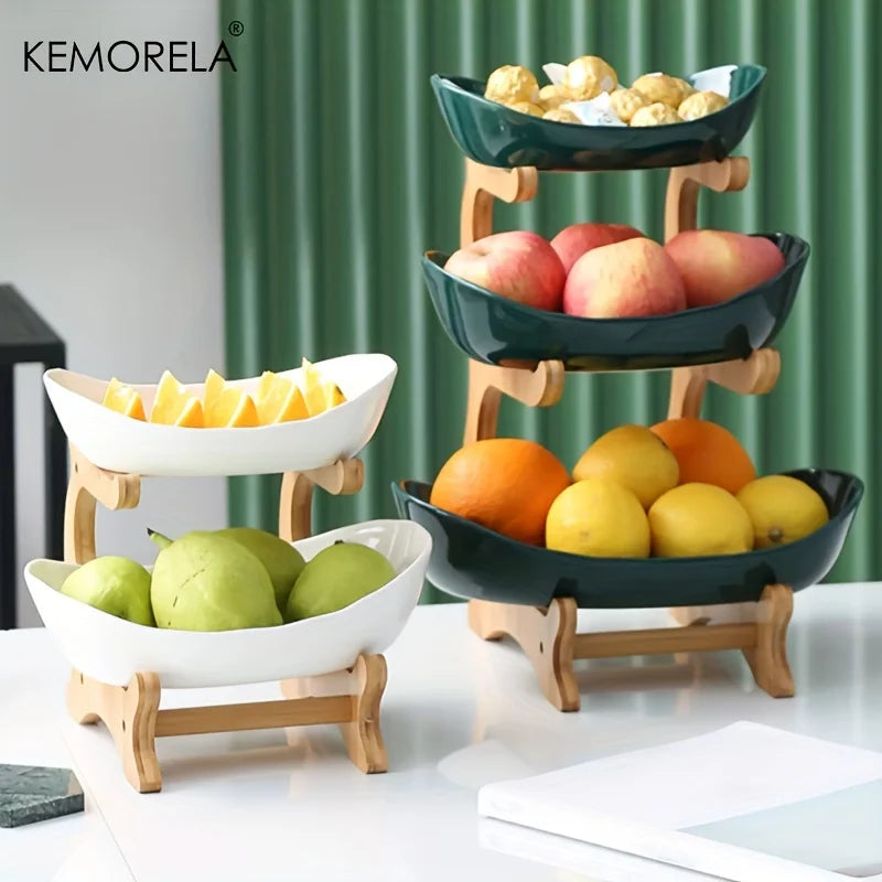 Plato de fruta de 2/3 capas, para el hogar, sala de estar, plato de plástico para aperitivos, frutero creativo moderno, plato de dulces, soporte para tartas, ensaladera