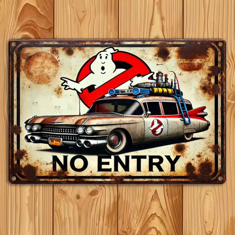 Décoration Murale Métallique Rétro Ghostbusters | Décoration Cinéma Iconique pour Espaces Thématiques | Facile à Installer et Durable pour la Maison