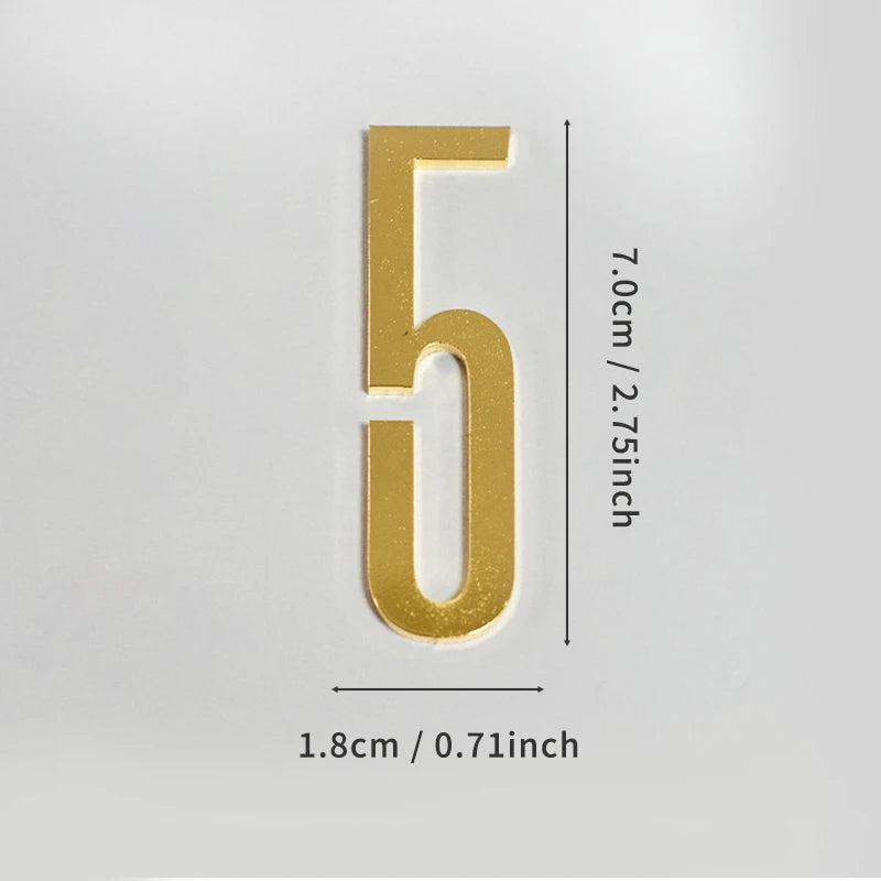 Golden Door Number with Magnets 7cm Metal House Number Apartment Door Number for Outdoor Hotel Home Mailbox Label