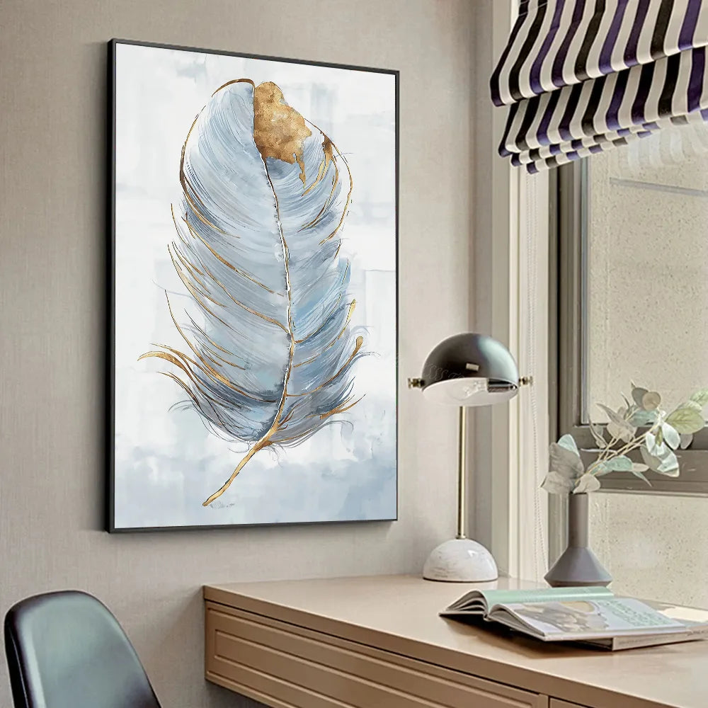 Póster de lienzo de pintura mural estilo dorado escandinavo, flor, arte nórdico