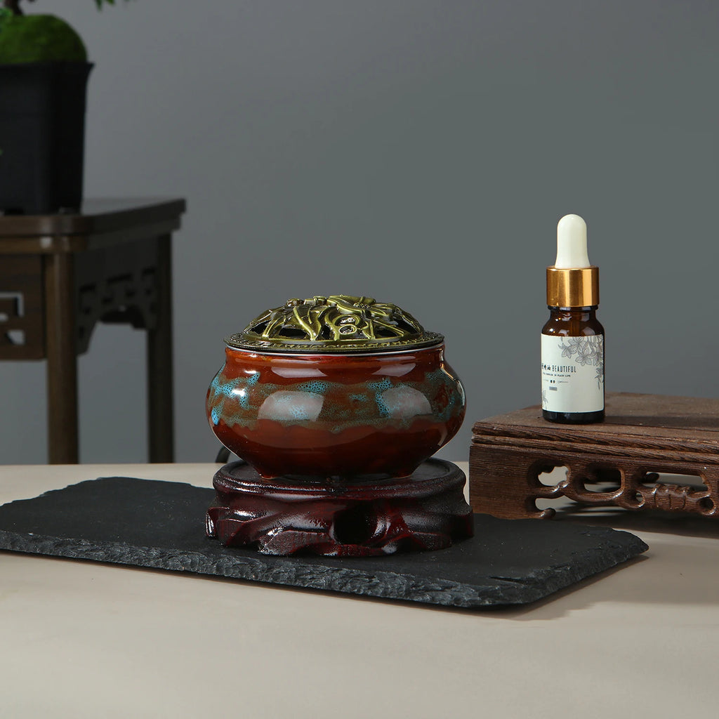 Quemador de incienso electrónico de 220 V, de cerámica, para aceites esenciales, con temporizador y temperatura ajustable, para sándalo y agarwood