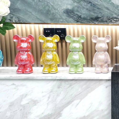 27 cm Figurita de Cerámica de Oso de Peluche de Dibujos Animados, Adorno de Oso Amoroso, Hucha Pequeña para Salón, Armario de Vinos, Decoración de Escritorio del Hogar