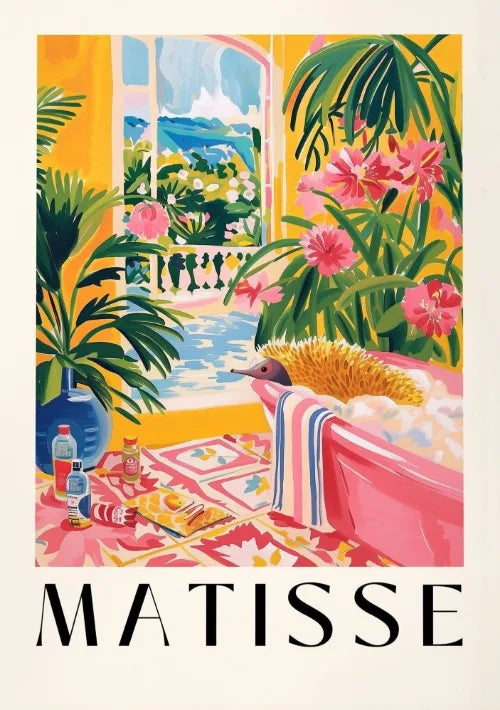 Matisse Animals in The Bathroom Poster Wild Animals Matisse Art Painting Wall Decor Colorful Wall Decoration Canvas Prints Gift