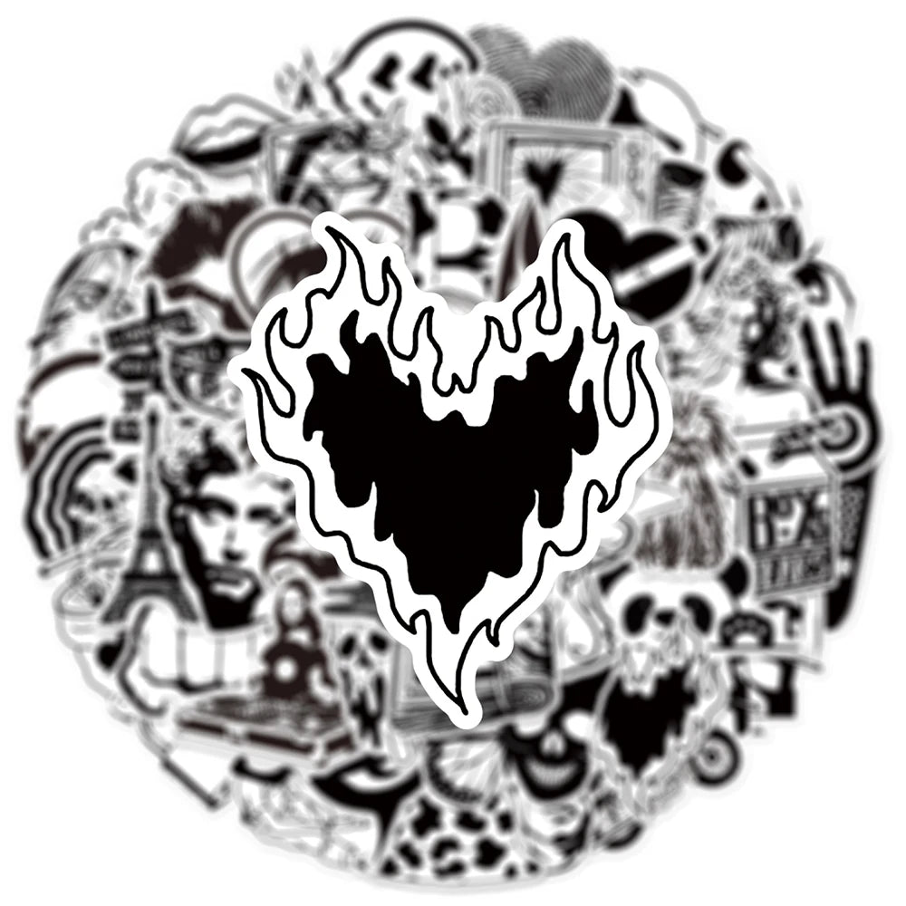 10/30/50 pegatinas de grafiti geniales de estilo artístico en blanco y negro para decoración de laptop, monopatín, motocicleta, teléfono, equipaje, juguete