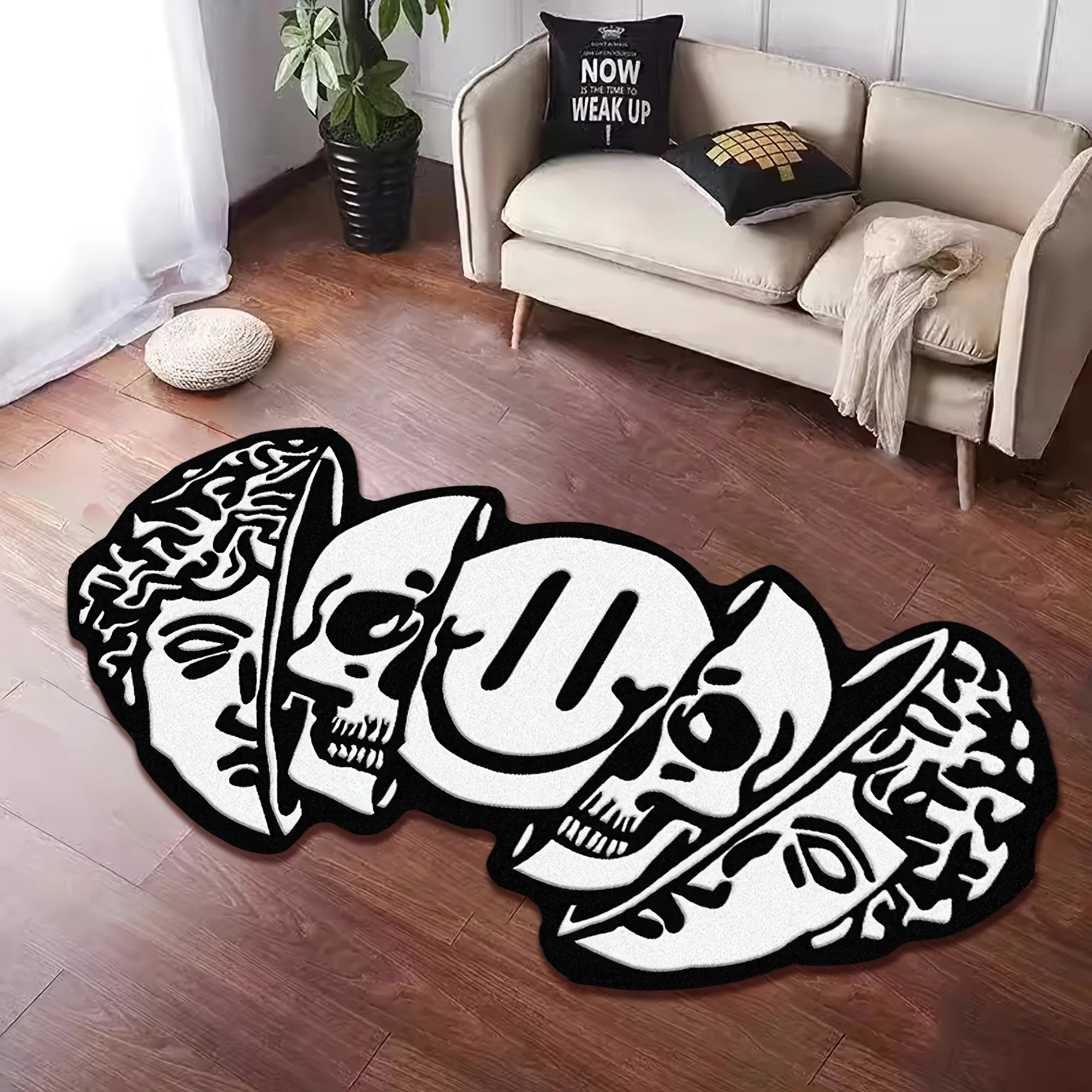 Alfombrilla de suelo creativa con forma de calavera VIKAMA, antideslizante y a prueba de suciedad. Alfombra de decoración para el hogar en salas de estar, dormitorios, entradas