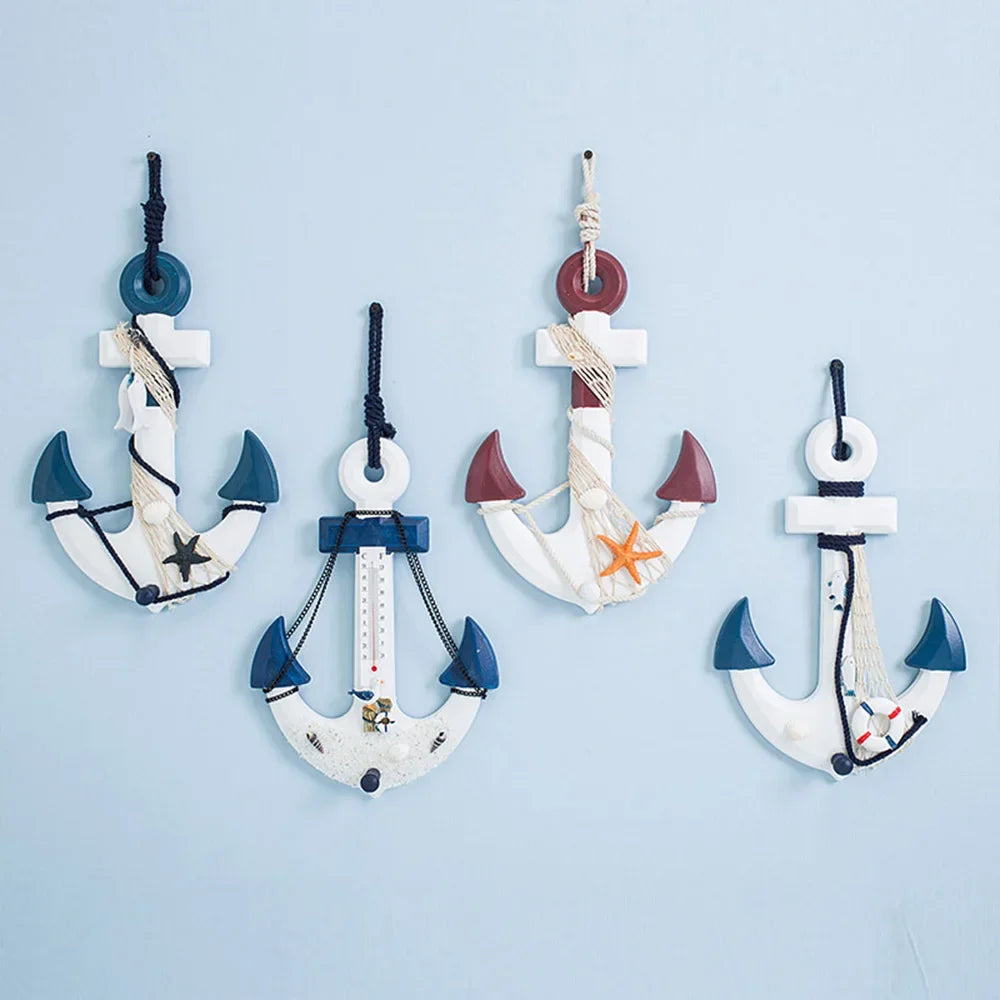 Decoración náutica artesanal para pared con rueda de barco, boya de salvavidas costera, adornos colgantes, decoración de ancla de barco, regalo 2024