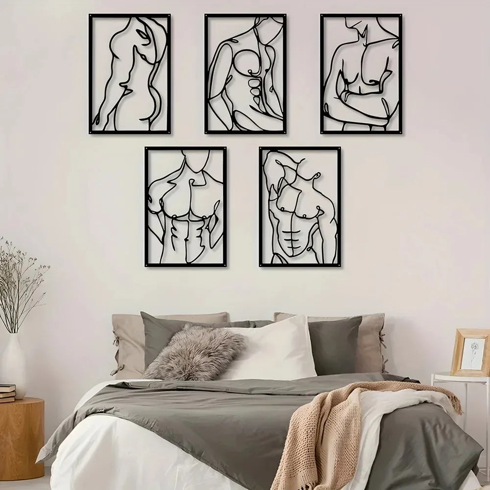 Arte de pared moderno de metal de 40x60cm - Diseño geométrico abstracto para sala de estar, decoración contemporánea elegante