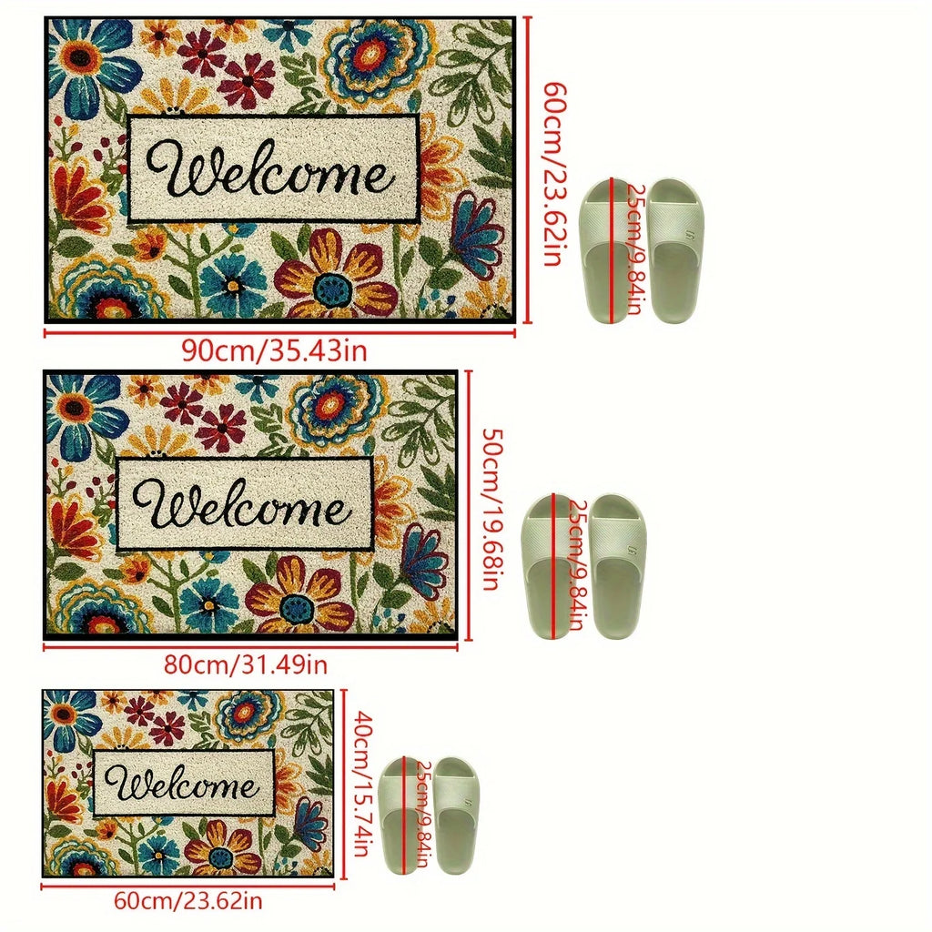 VIKAMA Alfombra de flores brillantes para jardín, felpudo de bienvenida para dormitorio, sala de estar, alfombra para exteriores, decoración del hogar