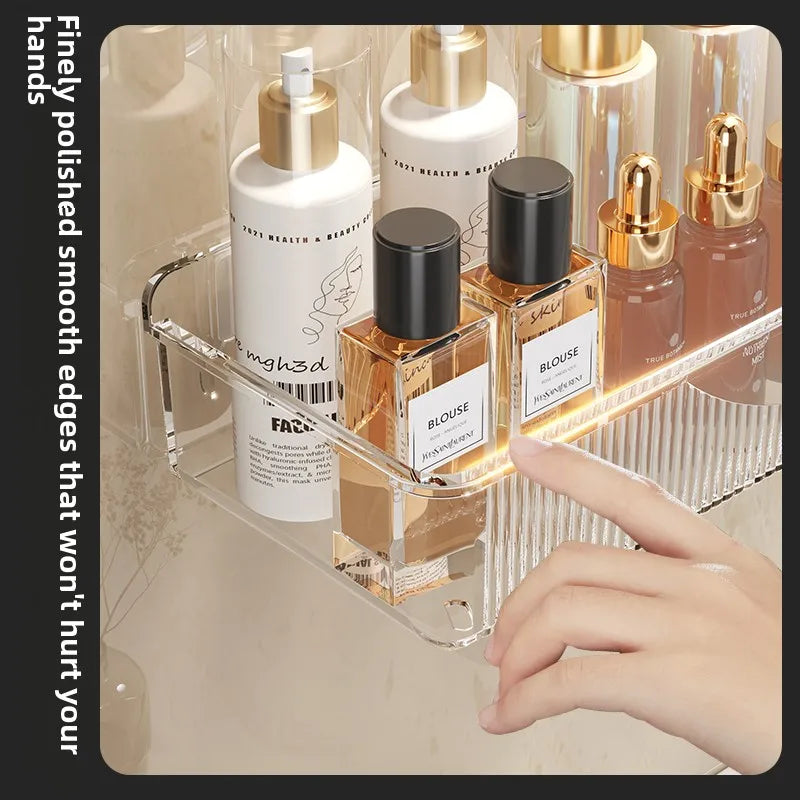 Estante de almacenamiento de cosméticos y productos para el cuidado de la piel montado en la pared para el baño sin necesidad de taladrar, estante de almacenamiento multifuncional para cocina/baño.