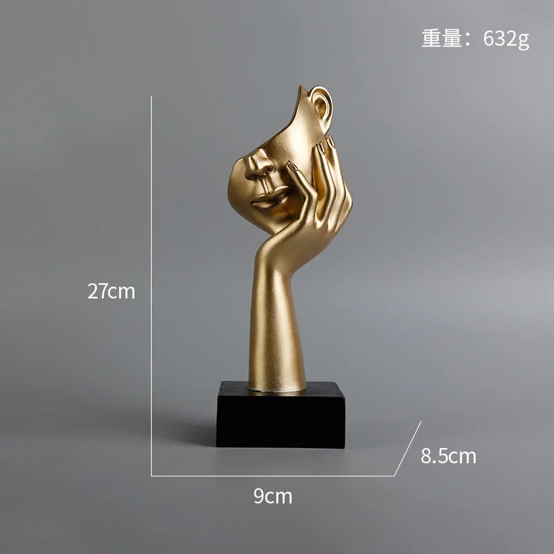 Escultura de cara abstracta de 27 cm, de resina, pensador, figuras para escritorio, oficina, sala de estar, mesa, colección, decoración de figuritas.