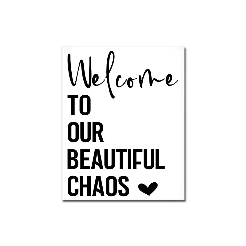 Happy Family Quote Wall Art Black White Poster Love Heart Print Nordic Canvas Painting Minimalist Picture Living Bedroom Decor