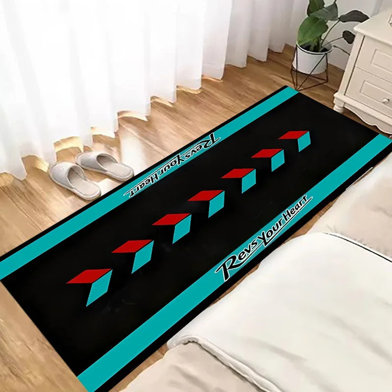 Alfombra larga de coche de carreras VIKAMA, antideslizante, reducción de ruido, decoración del hogar, alfombrilla de exhibición de motocicleta, alfombrilla de suelo de garaje, alfombra de noche