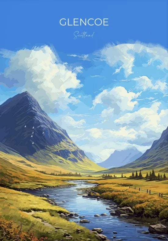 Escocia Tierras Altas St Andrews Edimburgo Glencoe Póster de Viaje Escocia Paisaje Estético Decoración de Pared Impresiones en Lienzo Regalo de Viaje