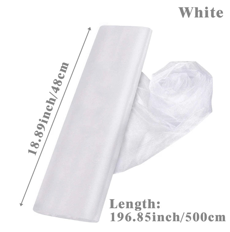 Rollo de tul blanco para decoración de bodas, organza de cristal, tela transparente para fondo de bodas, fiestas de cumpleaños, decoración de lazos de sillas de bodas