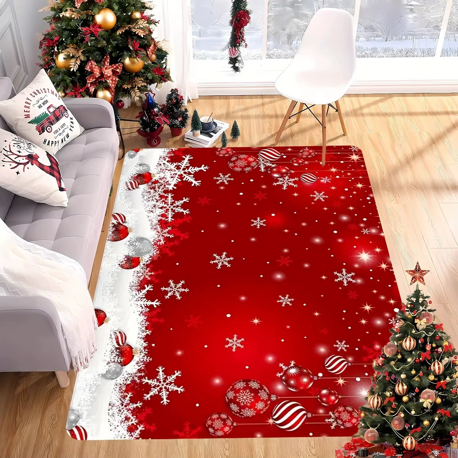 Alfombra de Navidad VIKAMA, alfombra festiva para sala de estar, alfombra grande para dormitorio, felpudo suave, alfombrilla de bienvenida, decoración del hogar