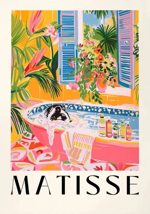 Matisse Animals in The Bathroom Poster Wild Animals Matisse Art Painting Wall Decor Colorful Wall Decoration Canvas Prints Gift