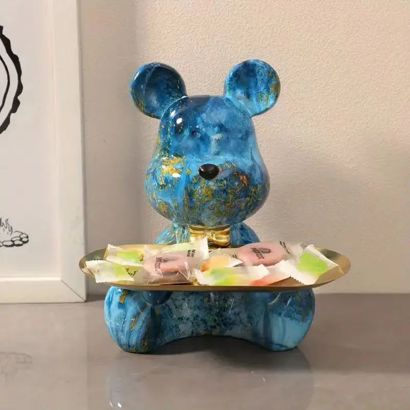 2025 Nouvelle Figurine Ours Graffiti Décoration Maison Statue Animal Étagère Rangement Clés Sculpture Moderne Décoration Table Statues Cadeau