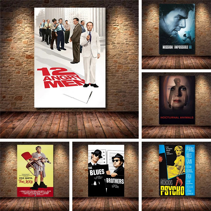 12 Angry Men/Bus Stop/The Blues Brothers Movie Poster Vintage Retro Film Poster Wall Art Print Classic Cult Cinema Movie Decor