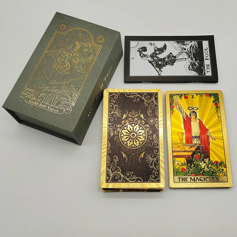Fantásticas 80 cartas de tarot de PVC impermeables de alta calidad con lámina plateada, con estuche tipo flip como regalo de lujo