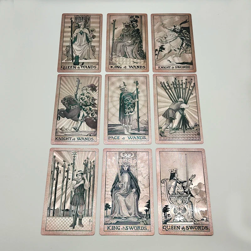 Fantásticas 80 cartas de tarot de PVC impermeables de alta calidad con lámina plateada, con estuche tipo flip como regalo de lujo