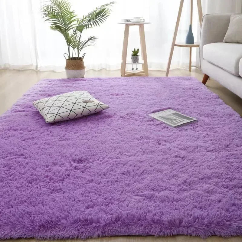 Alfombra minimalista de pelo largo de color liso VIKAMA, mullida y suave, para sala de estar, sofá, mesa de centro, alfombra para cuarto de niños, decoración del hogar