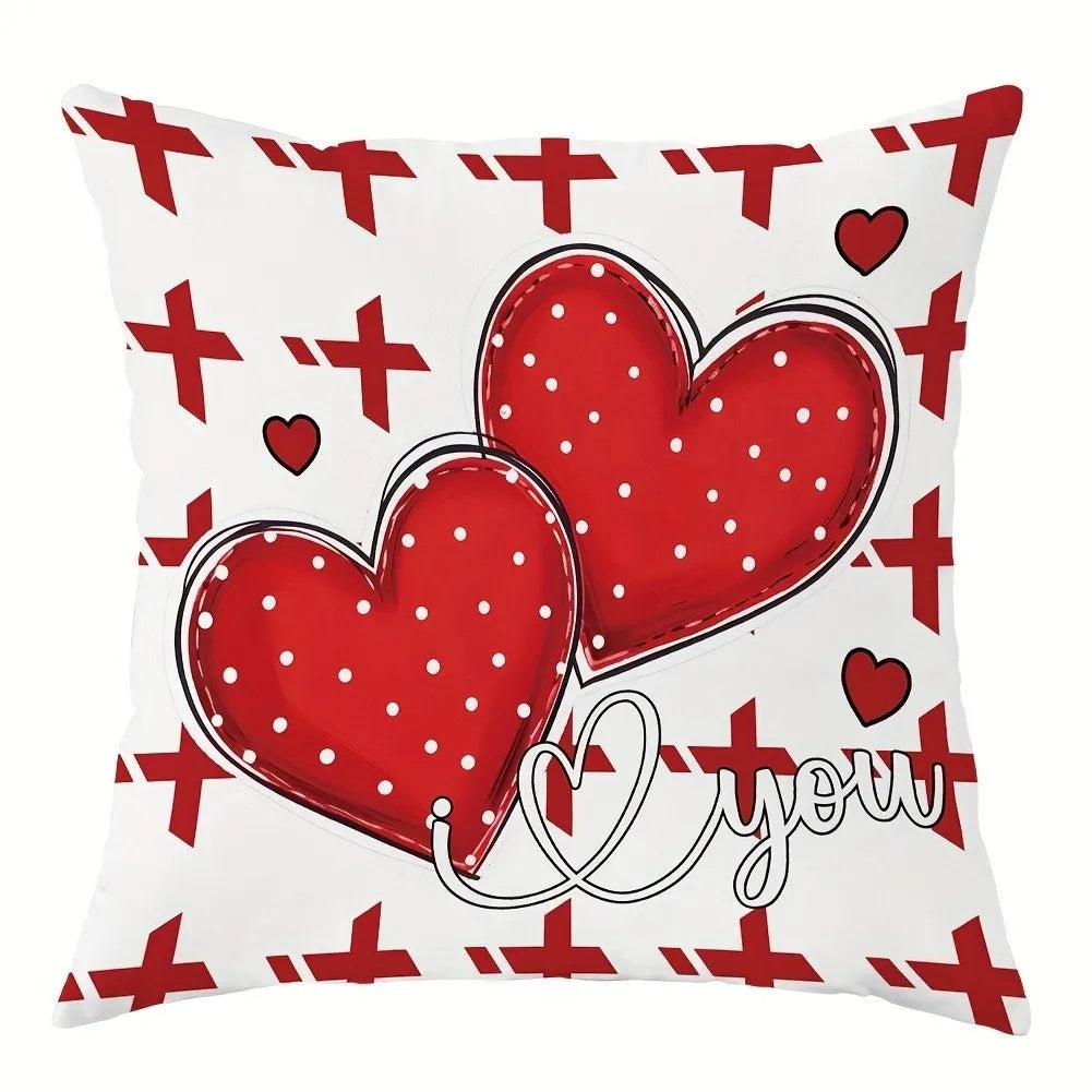 VIKAMA Diseño Corazón Rojo, Funda de Cojín Decorativa para el Día de San Valentín y Bodas, Funda de Almohada Lavable, Para Sofás y Dormitorios