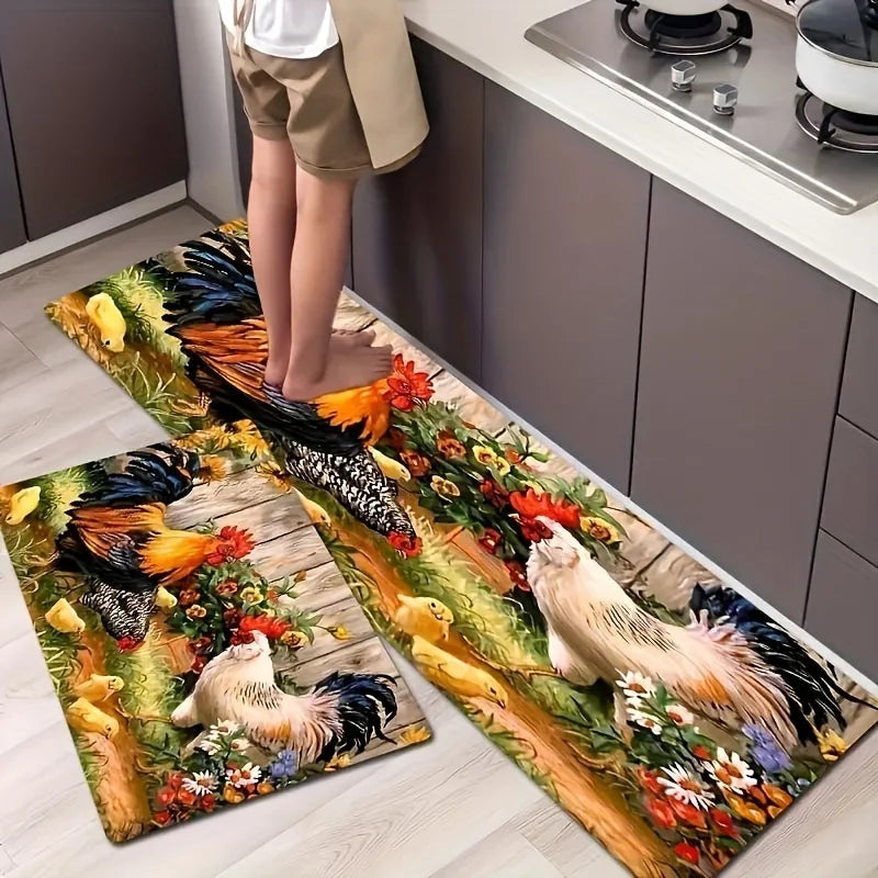 Alfombra de cocina de pollo VIKAMA, suave y cómoda, para lavadero, felpudo de entrada, alfombra de decoración del hogar