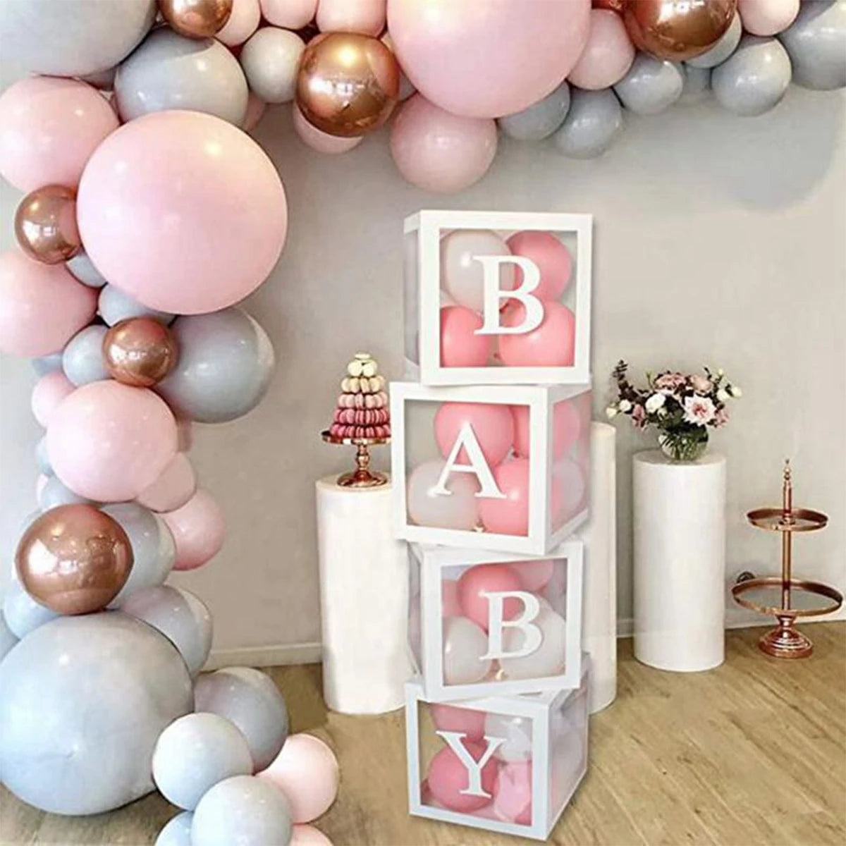 Cajas de globos con letras BABY de 25 cm para Baby Shower de niño o niña, decoración para fiestas de primer cumpleaños de niños, revelación de género