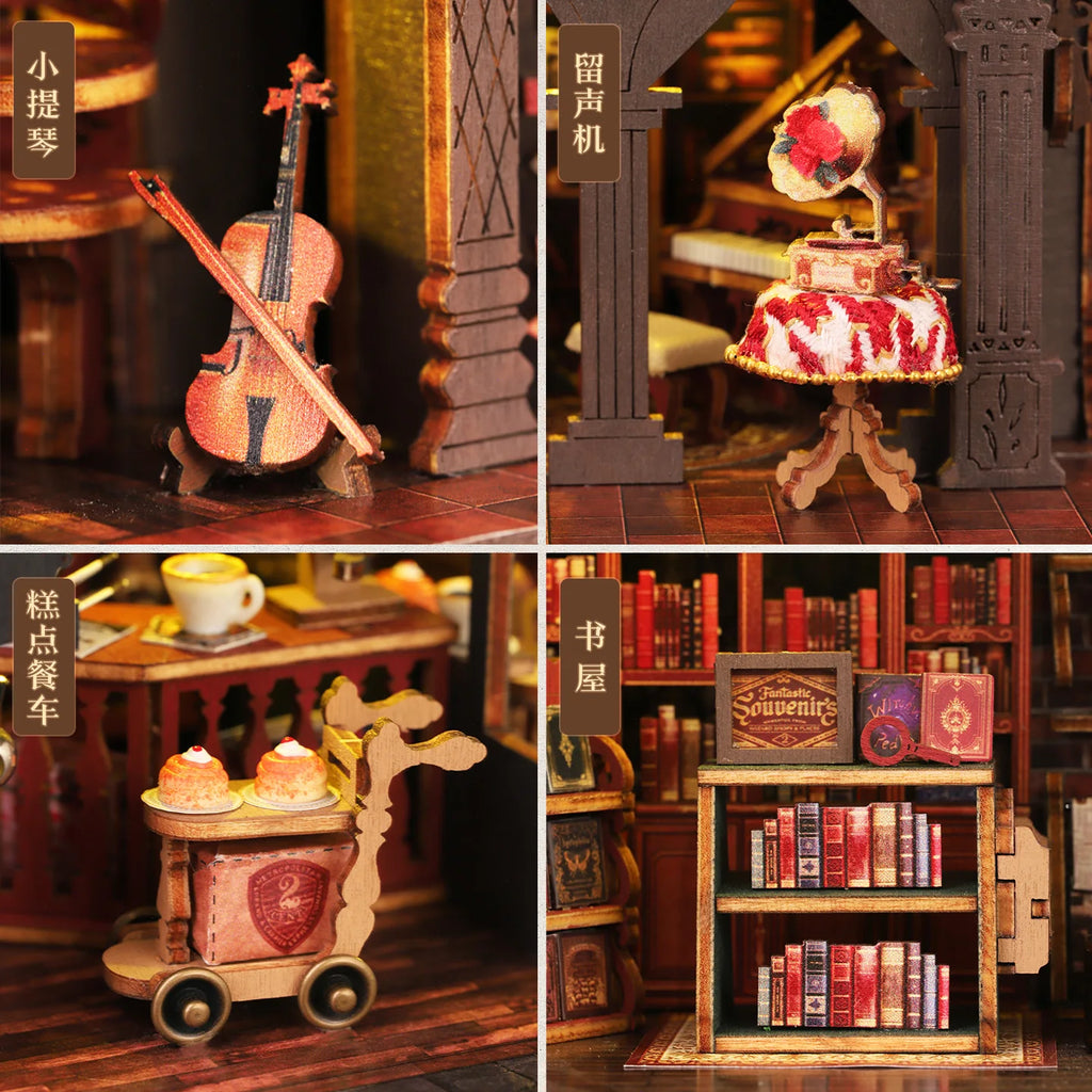 DIY Book Nook Café - Kit Puzzle 3D pour étagère, serre-livres fait main, cadeau créatif pour la décoration intérieure et les collectionneurs