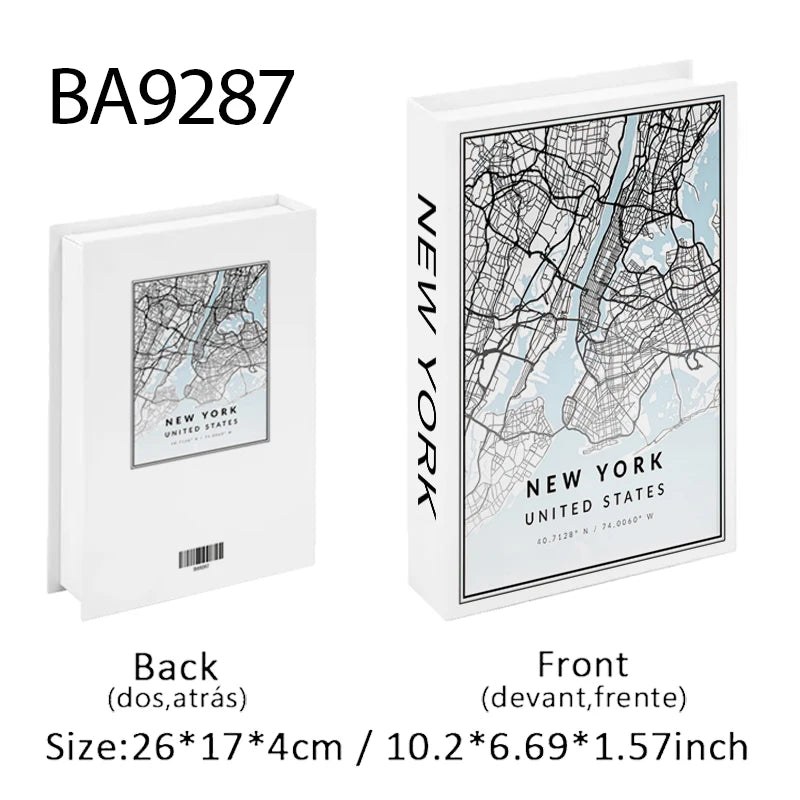 Paris New York Luxury Decorative Books Home Decor Fake Book Storage Box Shelf Ornament Coffee Table Bedroom Interior Decoration