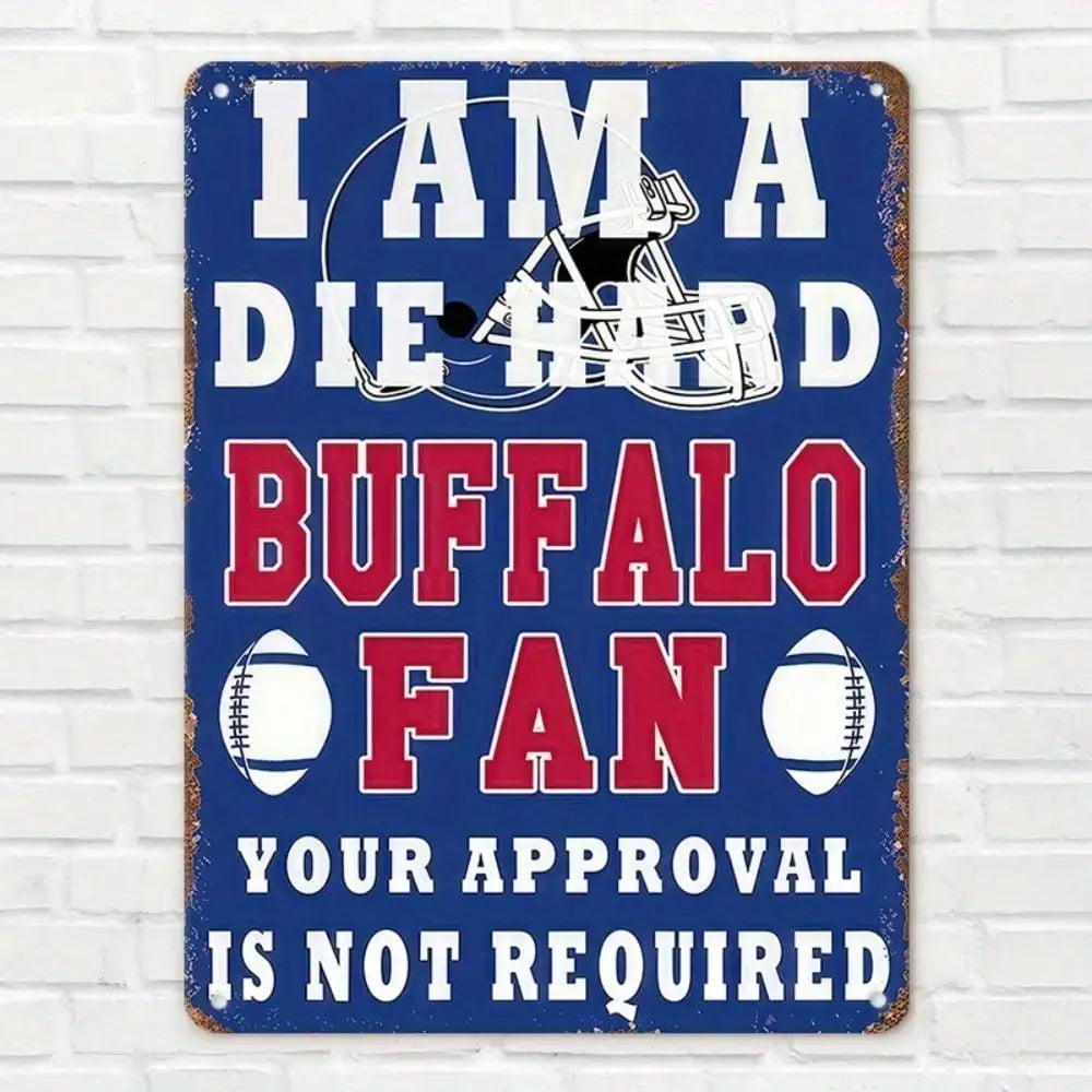Cartel Metálico Buffalo Bills, Decoración Cueva de Hombre Fanático del Fútbol, Placa de Pared para Bar Deportivo Oficina Cueva de Hombre