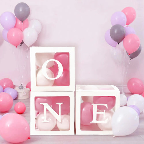 Caja de globos de una letra de 25 cm, decoración de primer cumpleaños, primer cumpleaños, decoración de fiesta para niños y niñas, caja de globos para baby shower