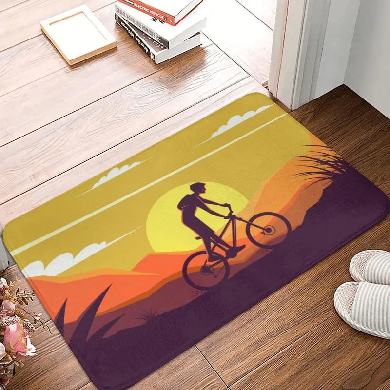 MTB Bicicleta Puerta Suelo Cocina Baño Sala de Estar Alfombra Antideslizante Exterior Bicicleta Ciclista Ciclismo Felpudo Alfombra de Entrada Alfombrilla