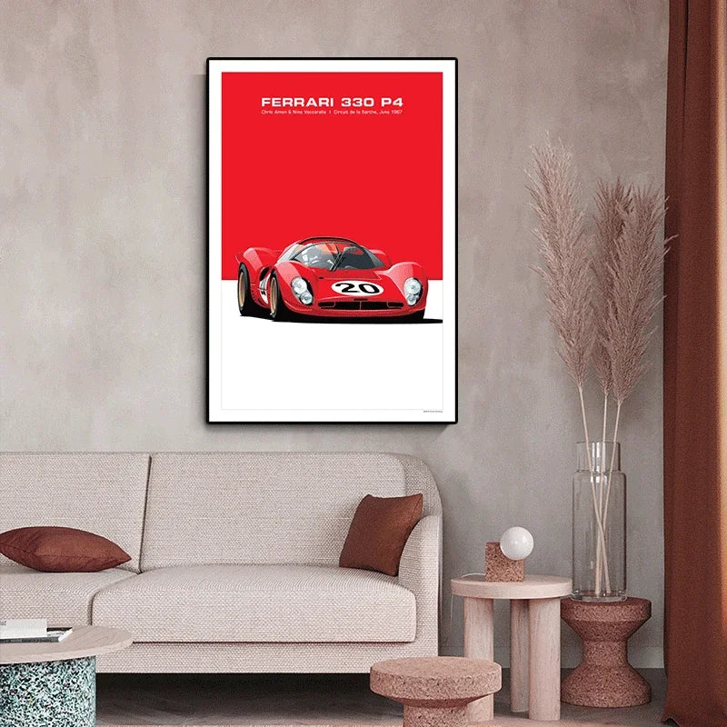 Retro Racing GTR Car Vintage Sports Car, Wall Art, HD Canvas Print Poster, Home, Room Office, Decoration Supplies