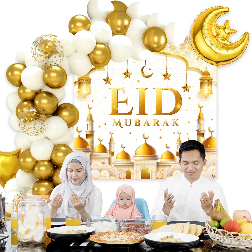 Lot de ballons Eid Mubarak pour le ramadan, décoration de ramadan Kareem, fournitures de fête musulmane islamique 2025