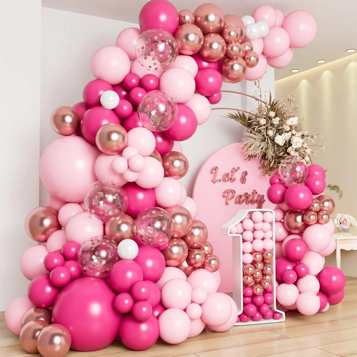 Kit de arco de guirnalda de globos de oro rosa, decoración para fiestas de cumpleaños, bodas, niñas, suministros de globos para baby shower, látex